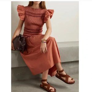 ULLA JOHNSON
Madeline ruffled smocked cotton-jersey midi dress